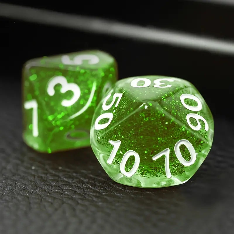 Green Dice 7-piece Set (RPG, Table Games)