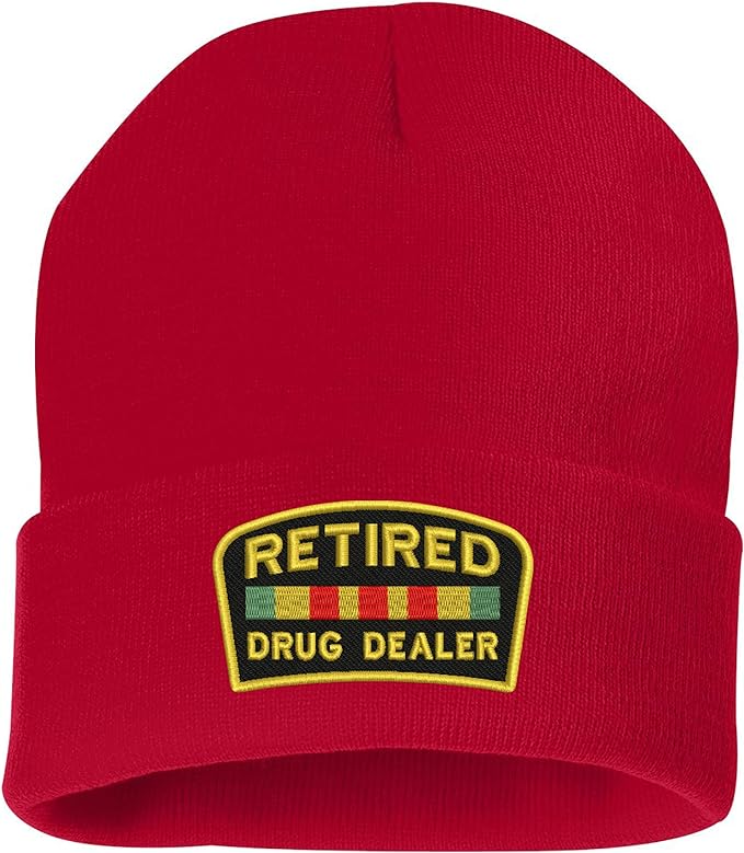 RETIRED DRUG DEALER Beanie Embroidery Hats Outdoor Sports Caps Unisex Headwear