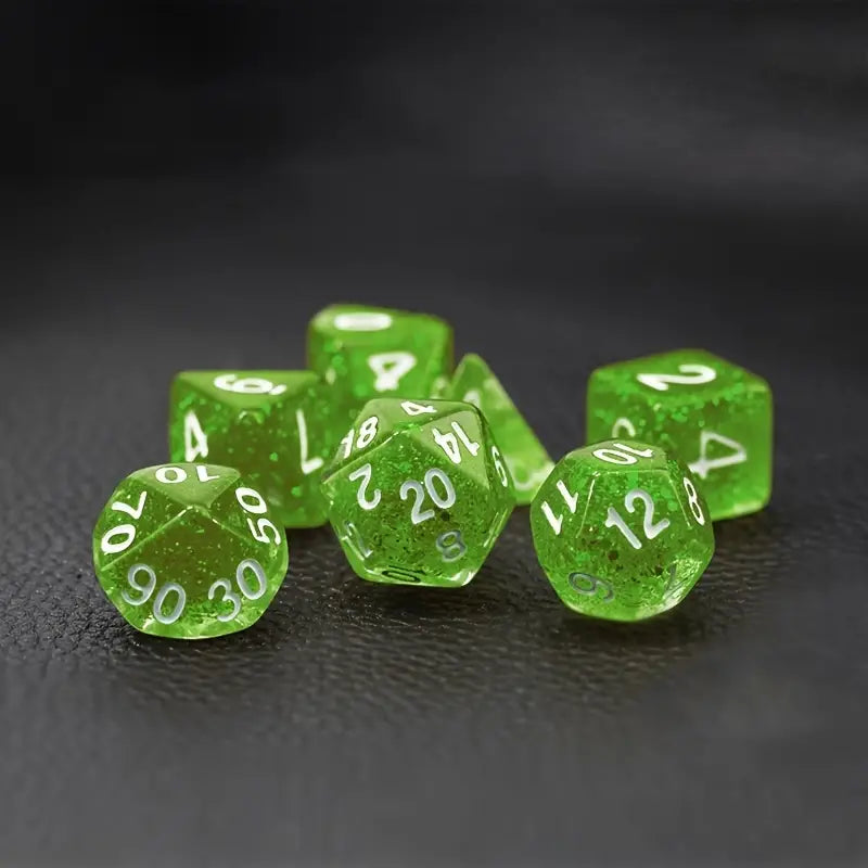 Green Dice 7-piece Set (RPG, Table Games)