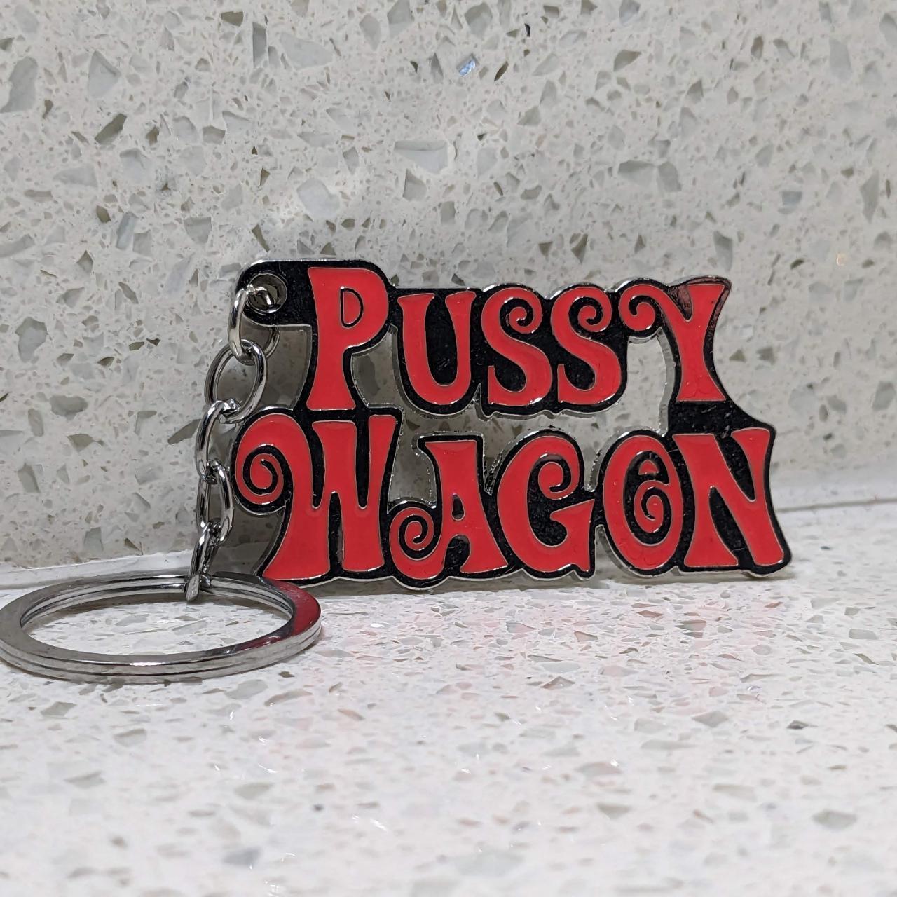 PUSSY WAGON Enamel Keychain - Handpainted 70's Throwback Funny Gift Accessory