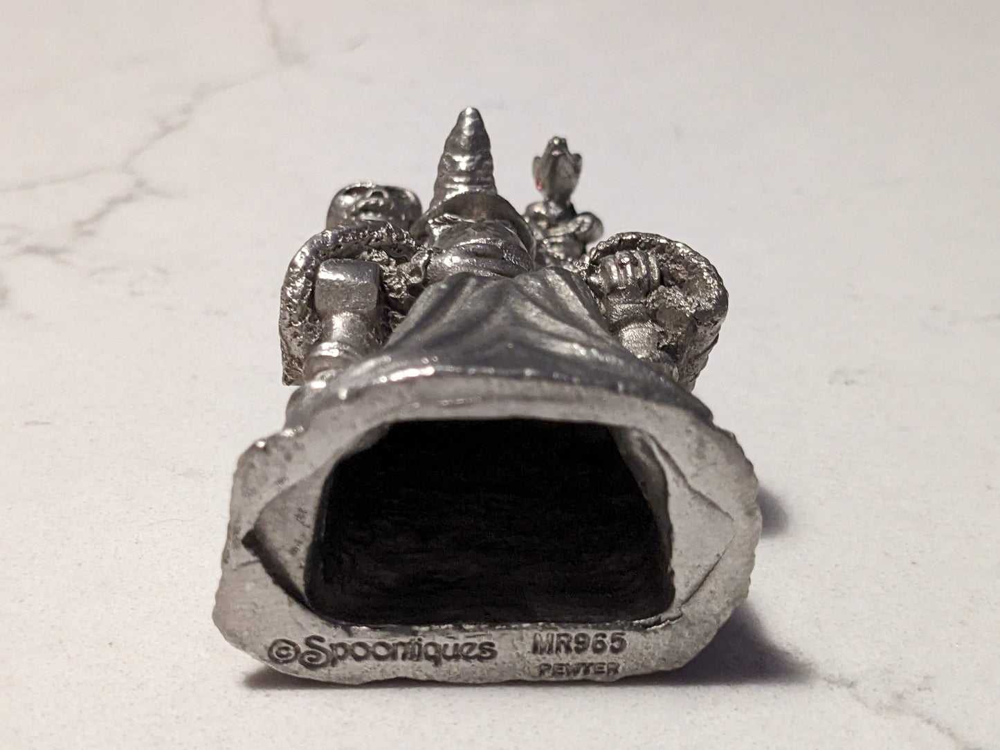 Red Eye Wizard with Crystal Ball, Dragon & Skull (Vintage Spoontiques Pewter Figurine MR965)
