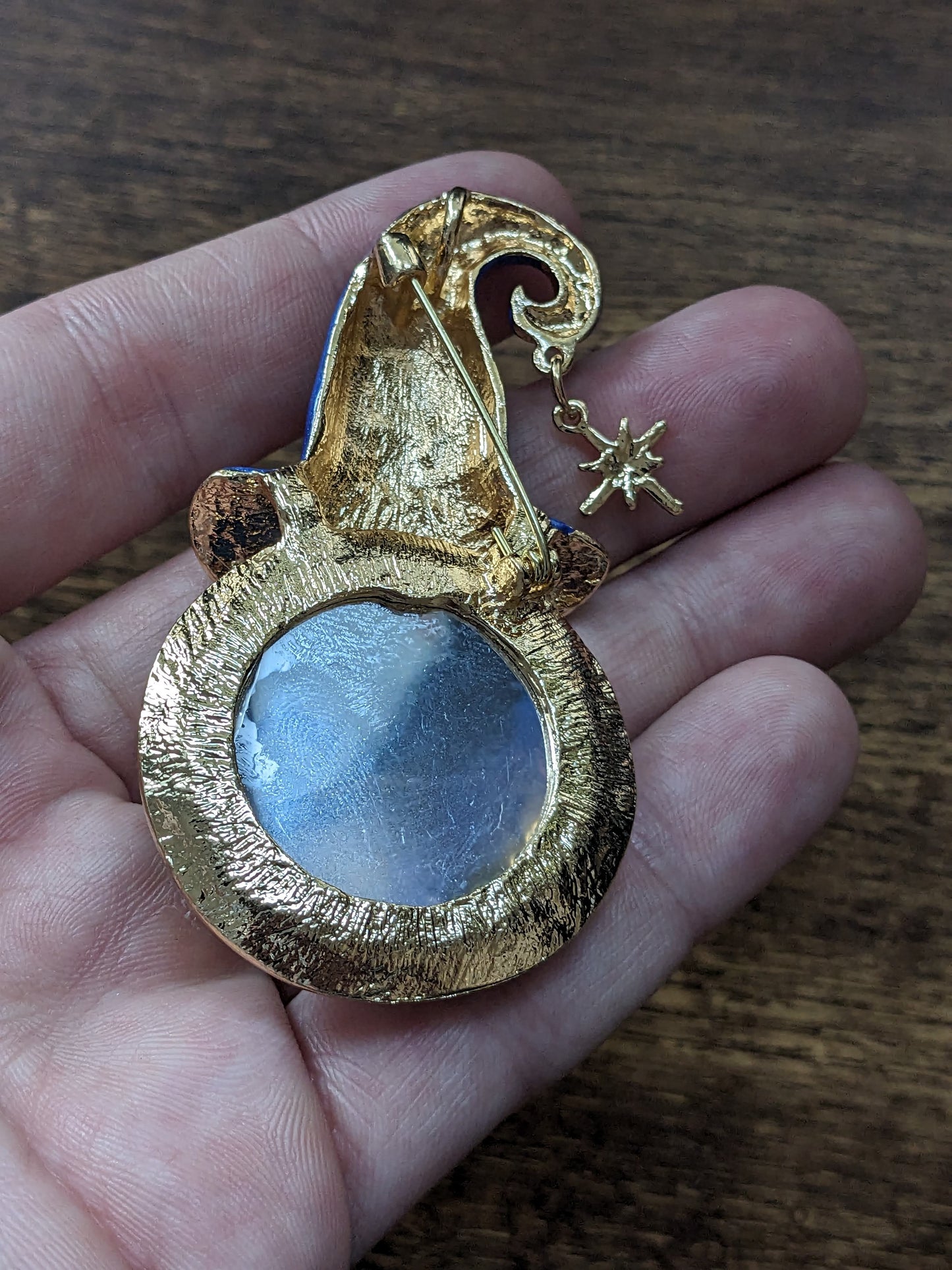 Magical Moon Pendant (Kirk's Folly Vintage Style Brooch) with Dangling Star Charm