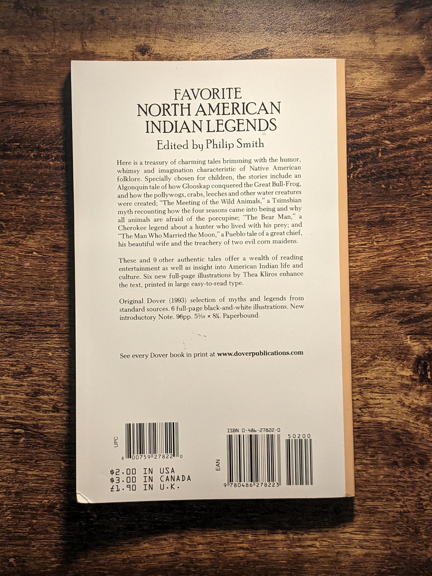 Favorite North American Indian Legends (1994 Vintage Paperback) Dover Thrift Editions