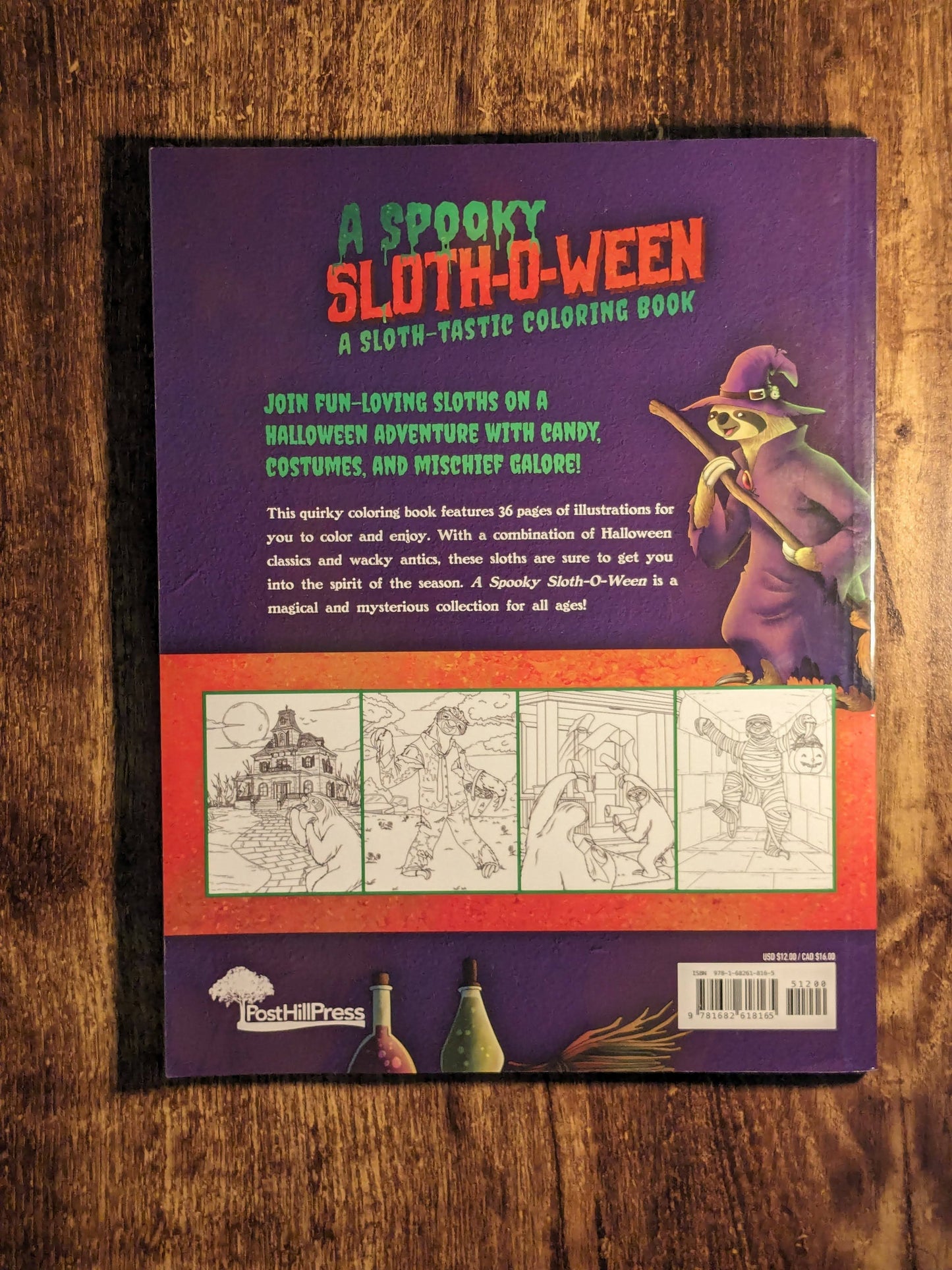 Spooky Sloth-O-Ween, A: Sloth-Tastic Coloring Book by Sarah Heneghan