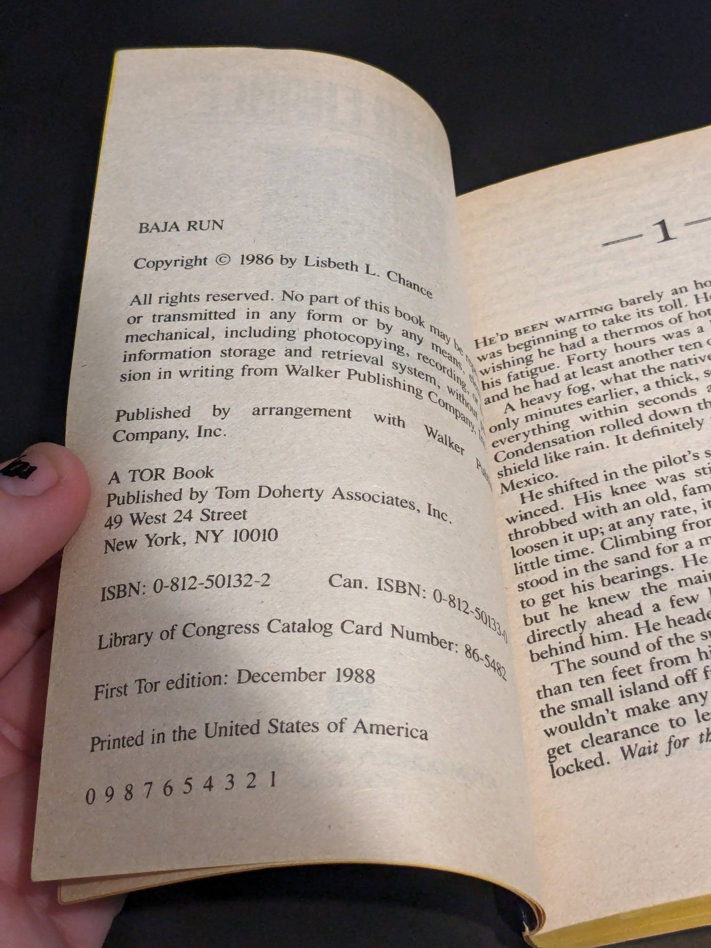 Baja Run (Vintage Paperback) by Lisbeth Chance - 1988 First Edition