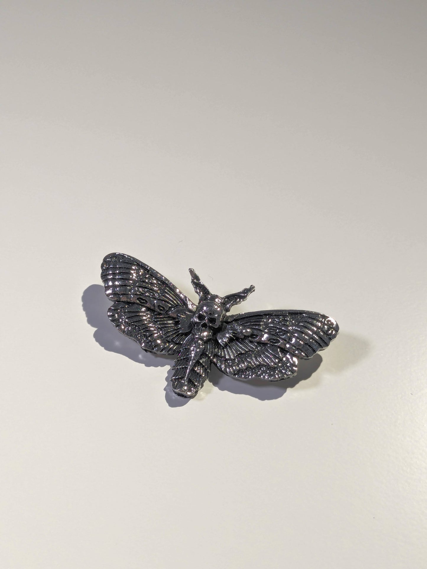 SKULL MOTH BROOCH - Vintage Style SILENCE OF THE LAMBS Hannibal Metallic Pin - approx .75x2'' alloy