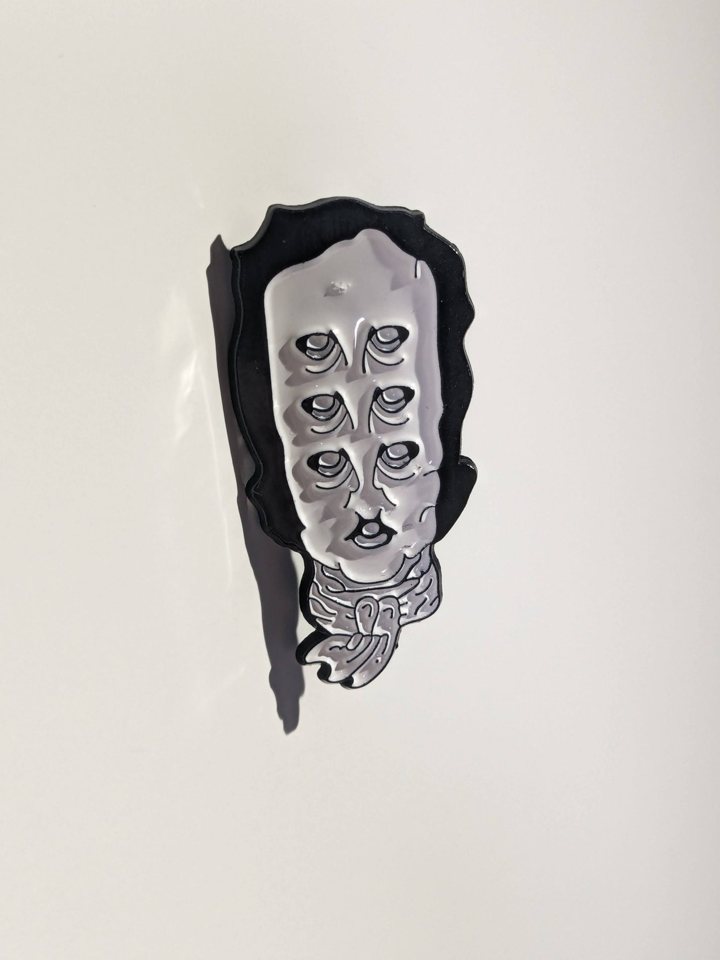 Edgar Allan Poe 3-Eyed Pin - Handpainted Enamel Brooch Accessory