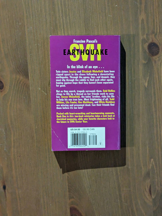 Earthquake (Sweet Valley High Super Editions #11) by Francine Pascal - Vintage Paperback
