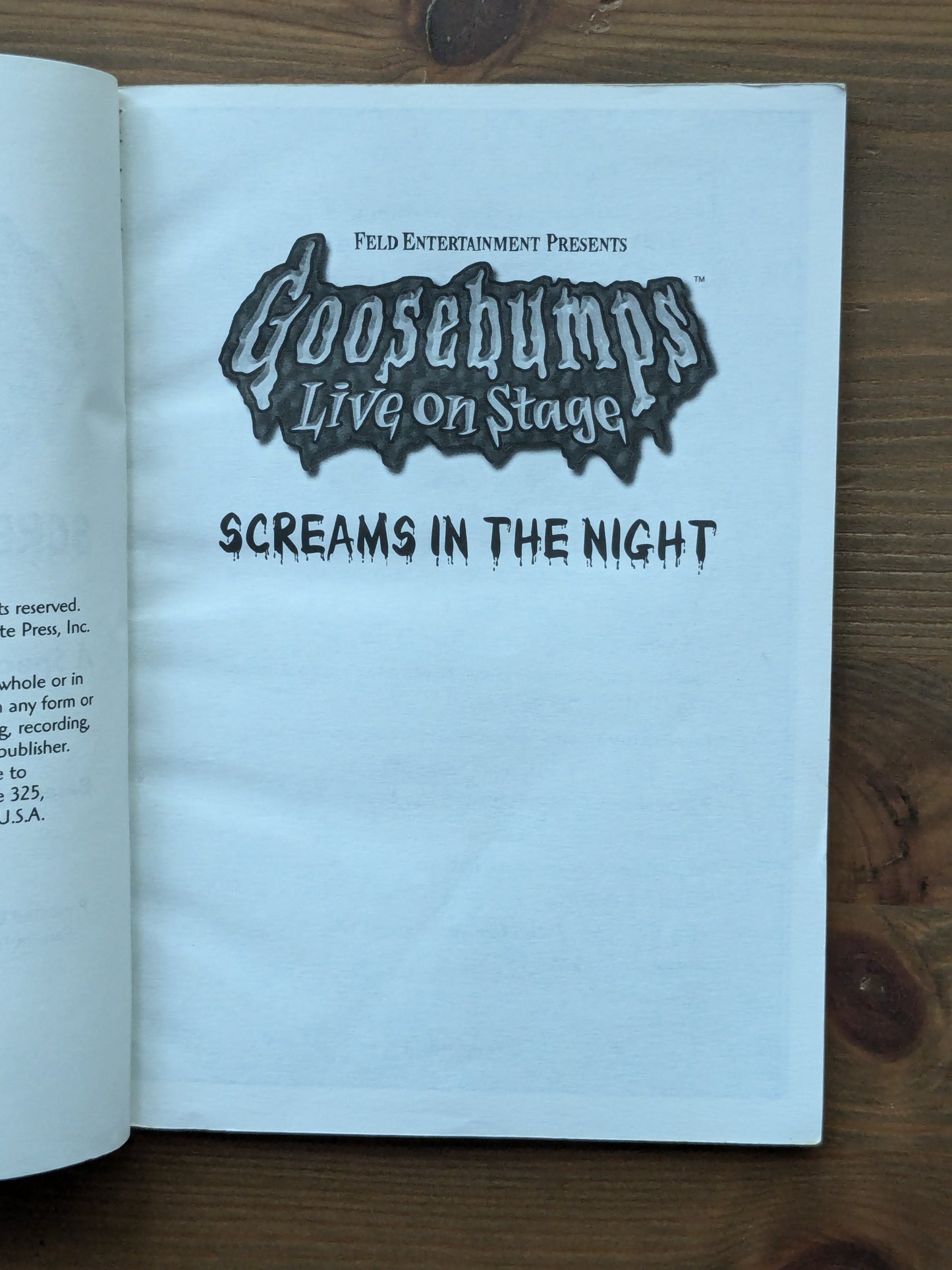 Screams in the Night (Goosebumps Live on Stage) by R.L. Stine - Rare Vintage Paperback