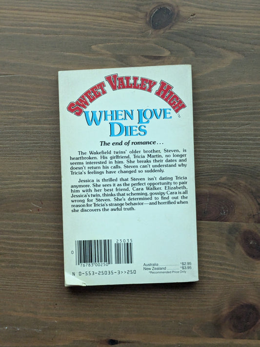 When Love Dies (Sweet Valley High #12) by Francine Pascal - Vintage Paperback