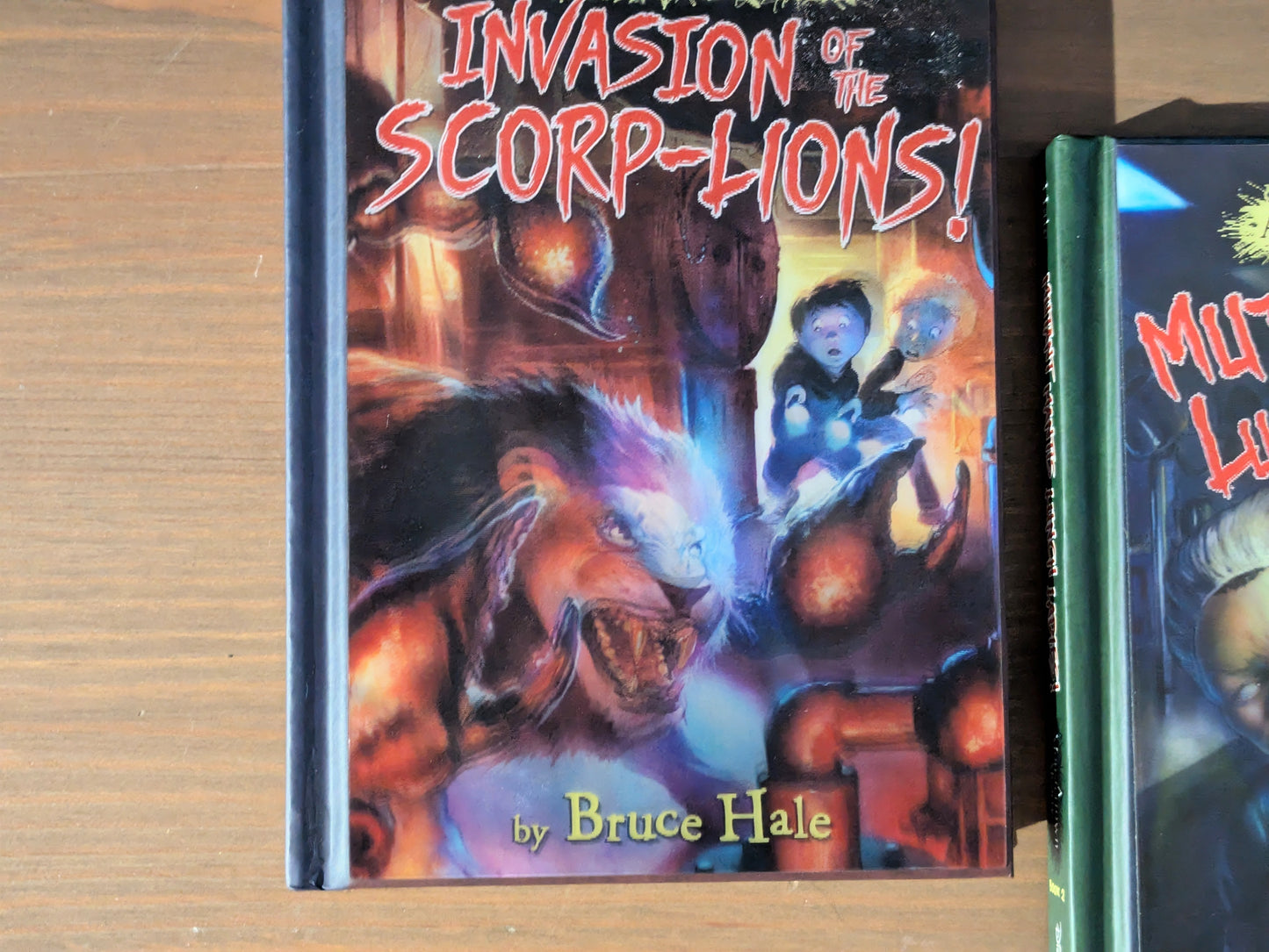 Monstertown Mysteries 2-Pack Set (Invasion of the Scorp-Lions, Mutant Mantis Lunch Ladies) by Bruce Hale - Holographic Hardcovers