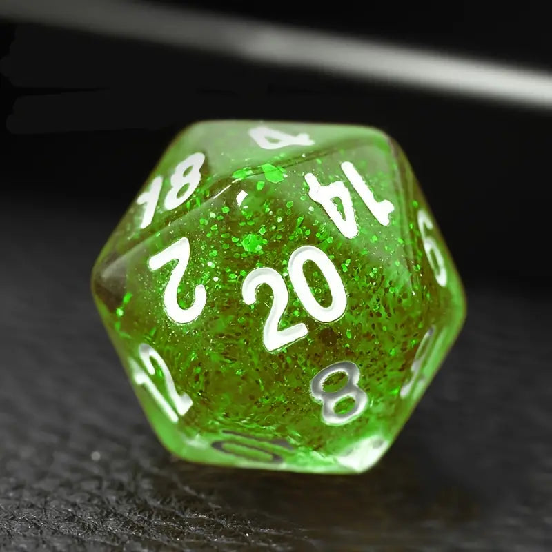 Green Dice 7-piece Set (RPG, Table Games)