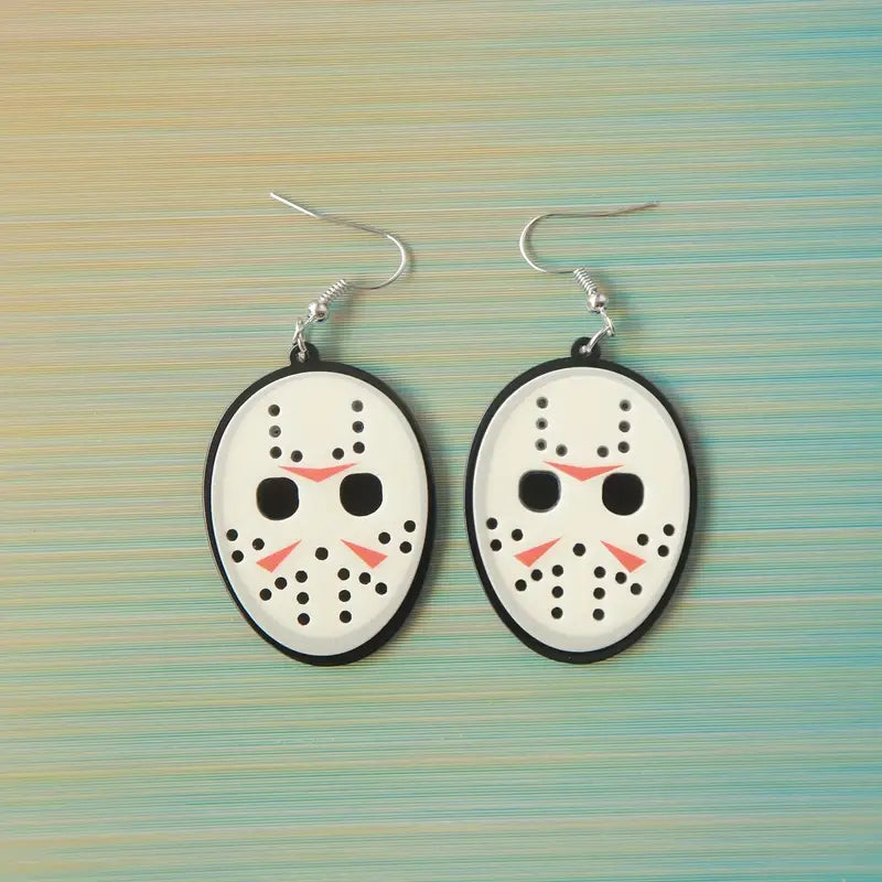 Hockey Mask Killer Earrings - Friday the 13th Jewelry Gift