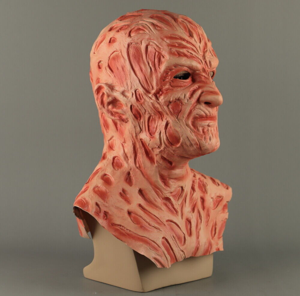 FREDDY KREUGER Latex MASK- Amazing Nightmare on Elm Street Burned Villian Halloween Costume, Adult Sized Spooky Effects, Horror Movie Outfit
