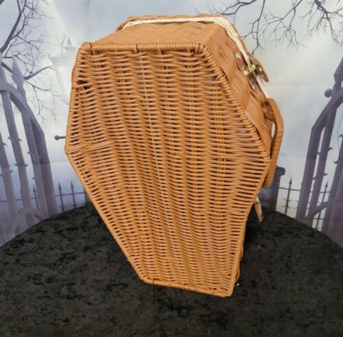 COFFIN BOO BASKET - Adorable Handmade One of a Kind Wicker Basket - Asylum Books