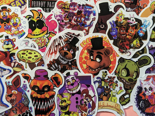 FIVE NIGHTS AT FREDDY'S Sticker Pack - Waterproof Decal Set, Indoor/Outdoor Use, Vivid Video Game Artwork, Retro Style Fun and Scary Gift Set - Asylum Books