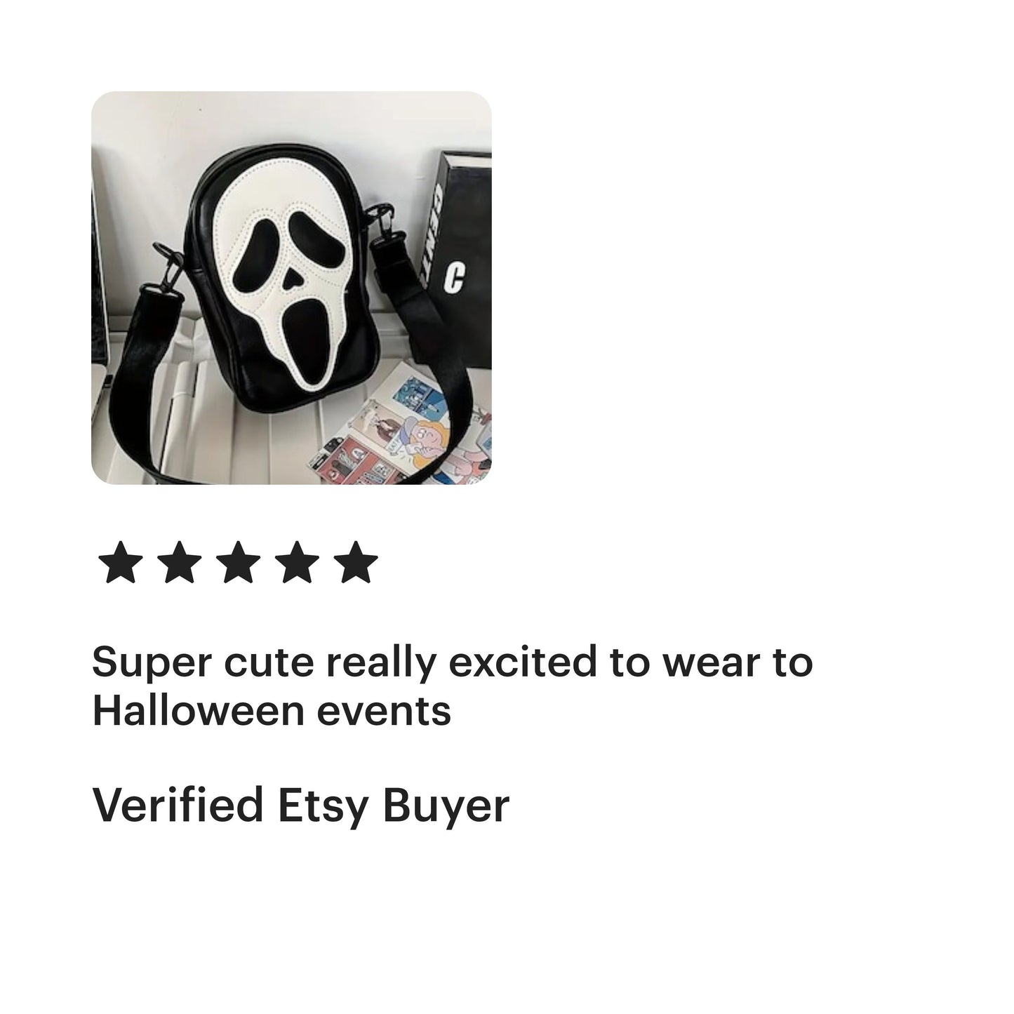 GHOST FACE Scary Movie Vegan Leather Crossbody Shoulder Bag, Vintage Retro Style Screaming Face Trendy Zipper Bag, Casual Purse, Halloween - Asylum Books
