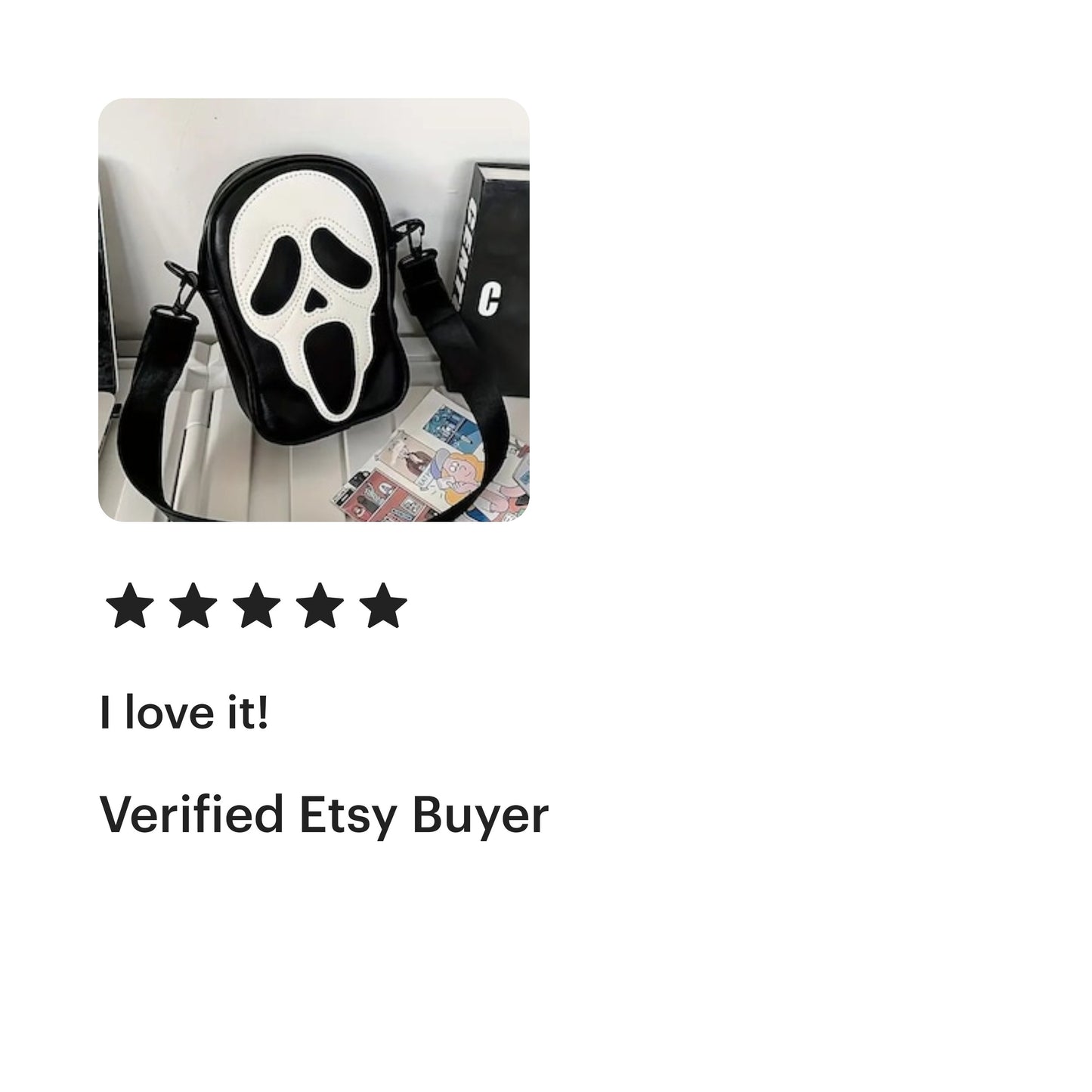 GHOST FACE Scary Movie Vegan Leather Crossbody Shoulder Bag, Vintage Retro Style Screaming Face Trendy Zipper Bag, Casual Purse, Halloween - Asylum Books