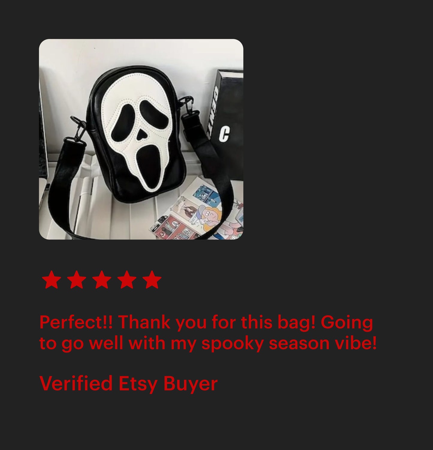 GHOST FACE Scary Movie Vegan Leather Crossbody Shoulder Bag, Vintage Retro Style Screaming Face Trendy Zipper Bag, Casual Purse, Halloween - Asylum Books