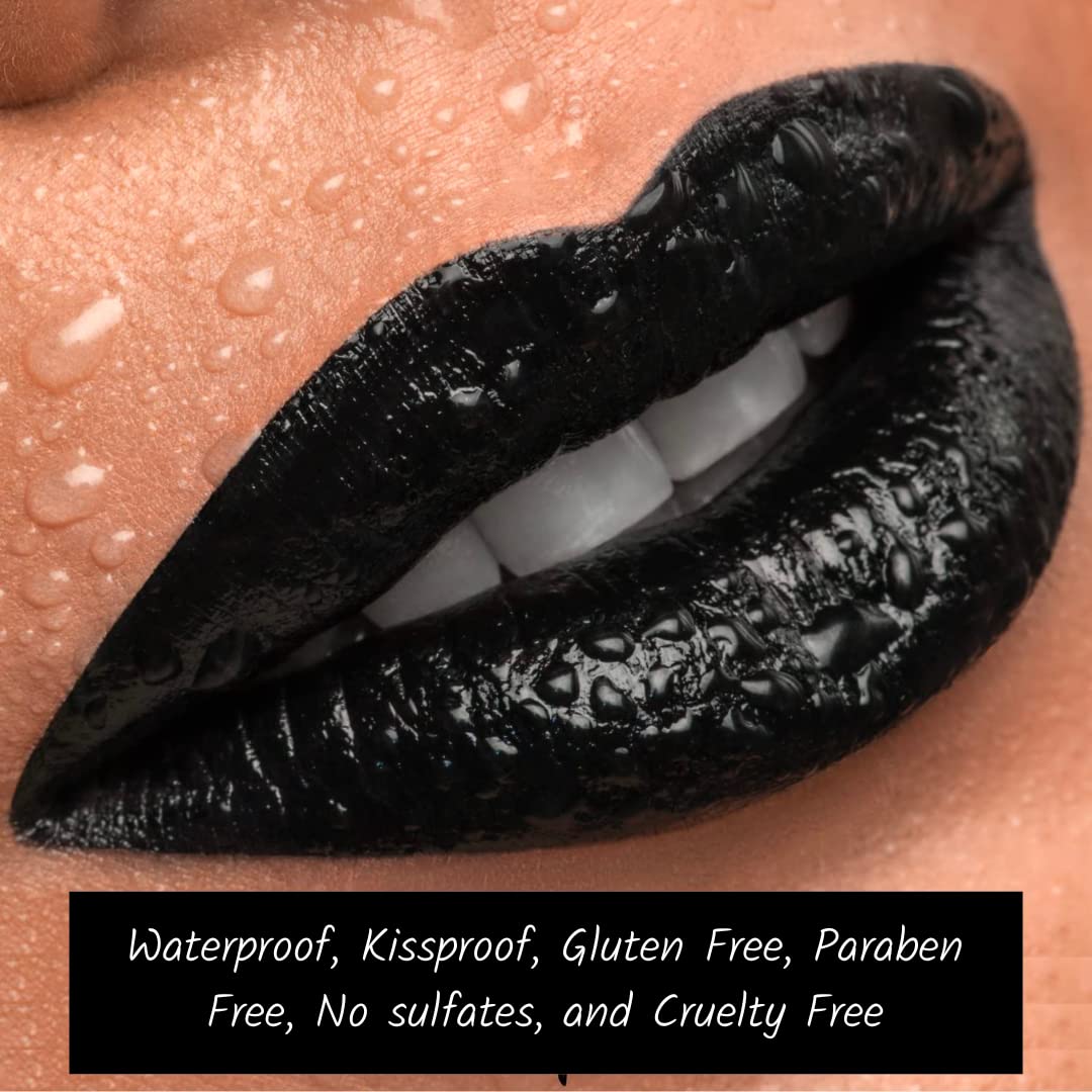 GOTHIC BLACK LIP Party Matte Glaze Personality Color Lips Gloss Black Lip Non-stick Kiss Proof Long Lasting Lip Paint, Halloween, Spooky - Asylum Books