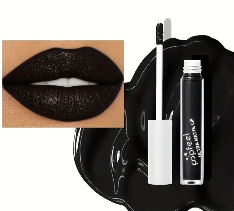 GOTHIC BLACK LIP Party Matte Glaze Personality Color Lips Gloss Black Lip Non-stick Kiss Proof Long Lasting Lip Paint, Halloween, Spooky - Asylum Books