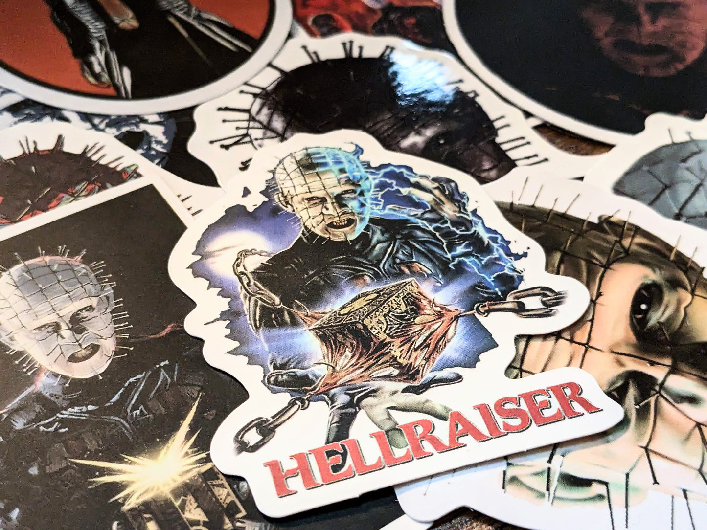 HELLRAISER and Pinhead Movie Stickers (Approx 2x2 Indoor/Outdoor Decals) - Asylum Books