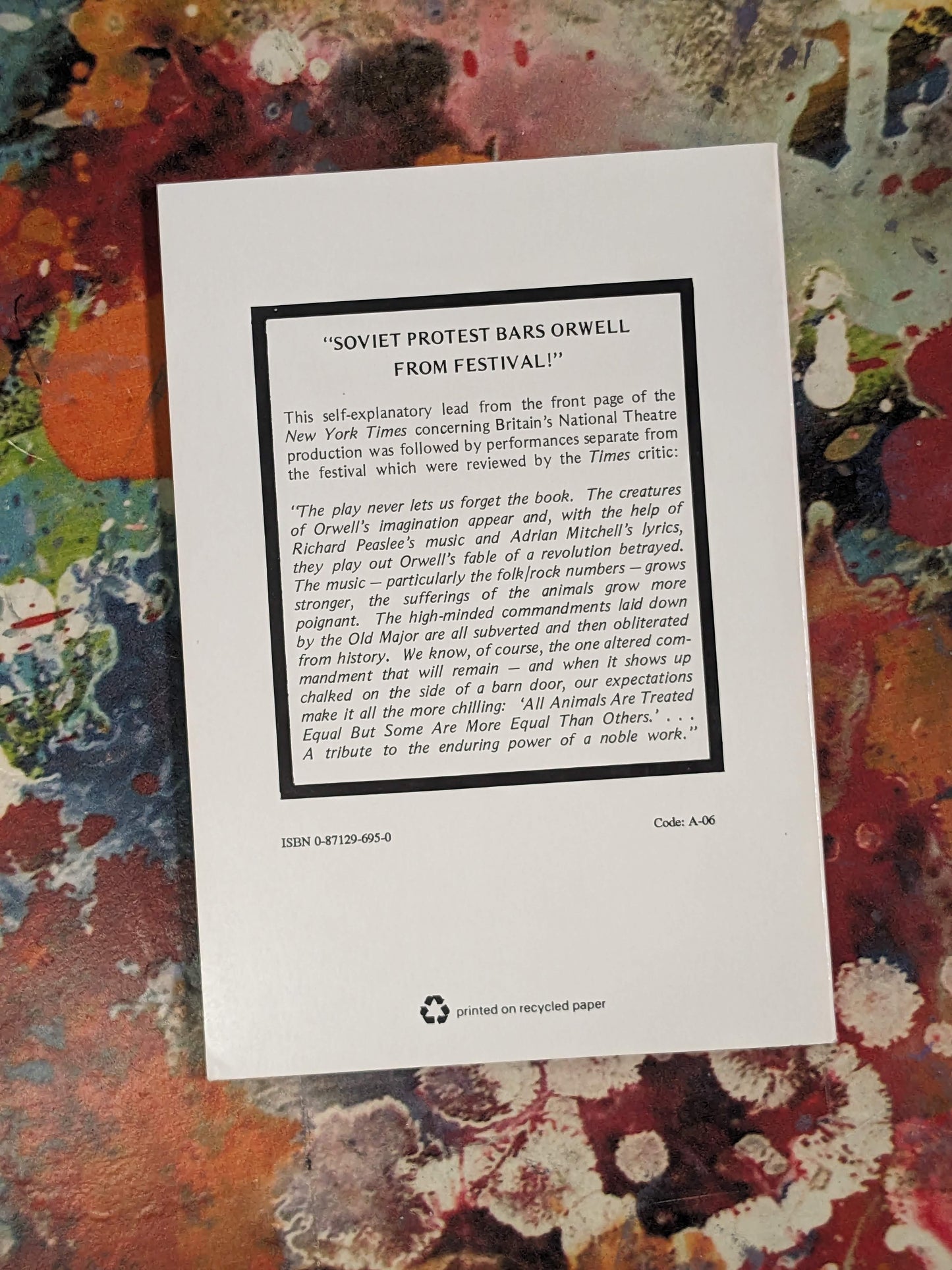 Orwell's ANIMAL FARM - Vintage Theatrical Play Script - Asylum Books