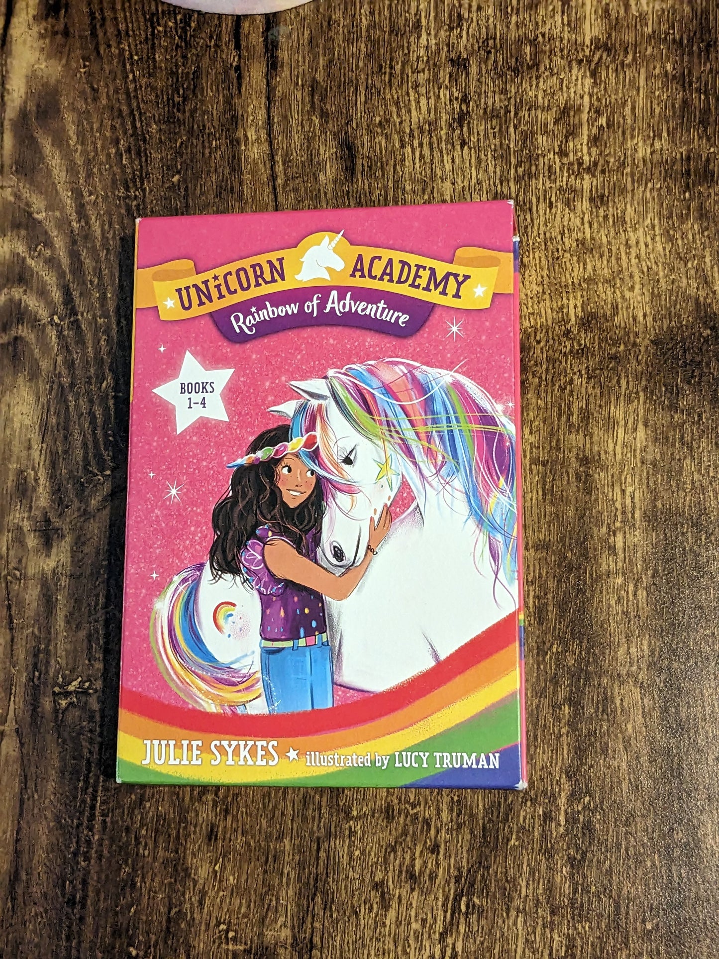 UNICORN ACADEMY COLLECTION - Lot of 4 Paperback Chapter Books with Box, Julie Sykes Bestselling Fantasy Fun Series Kids Book Retro Rainbow - Asylum Books