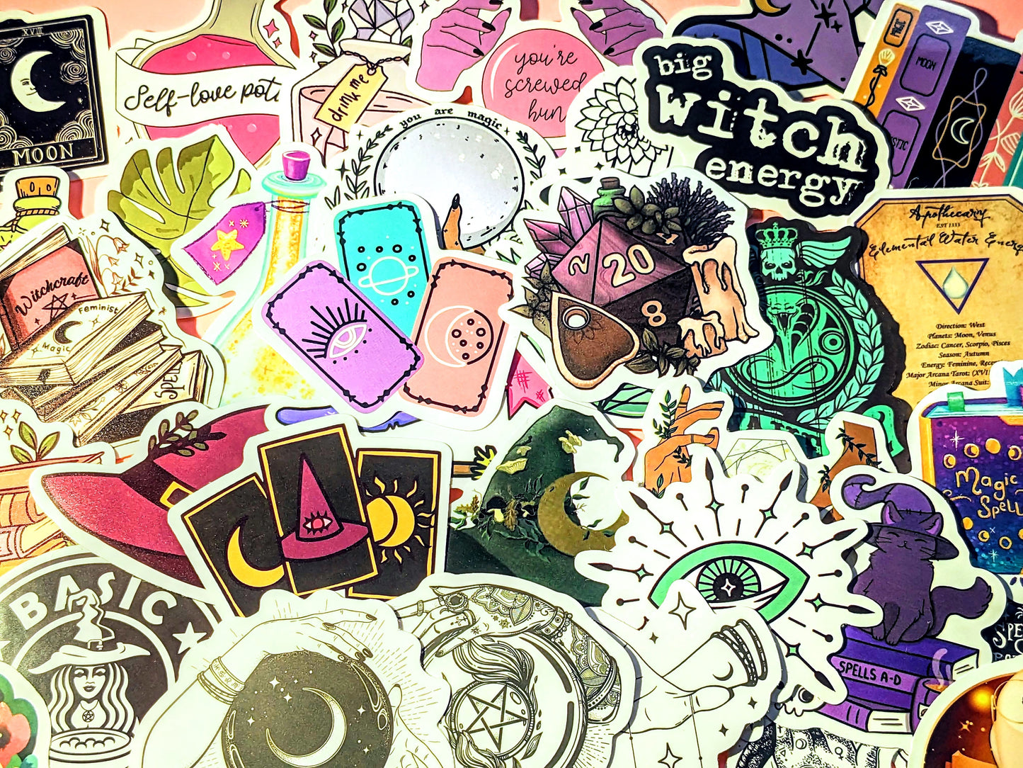 WITCH VIBES Sticker Set, Vintage Style Magical Artwork, Tarot, Astrology, Spells & More - Asylum Books