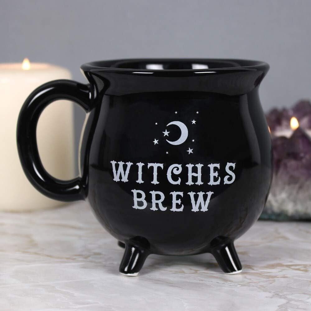 WITCHES BREW Cauldron Witch Black Magic Houseware Novelty Gifts Halloween Mug - Asylum Books