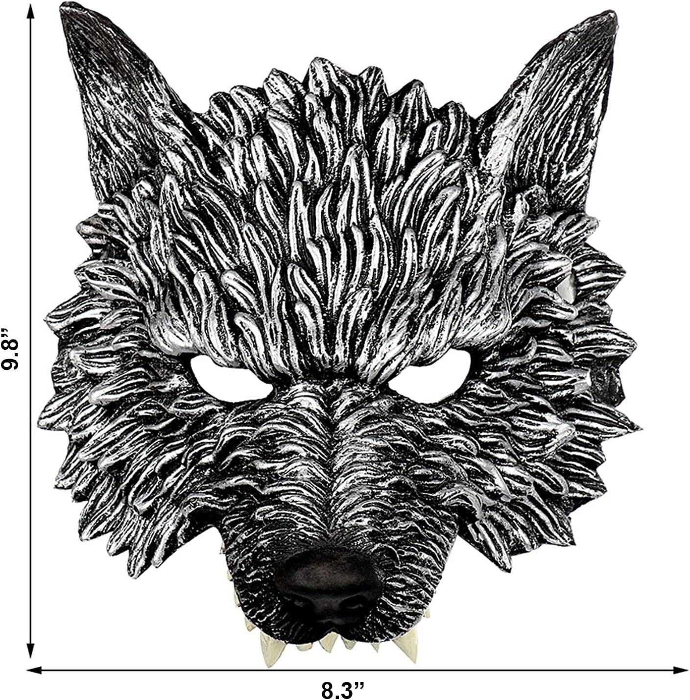 Wolf Mask - Cosplay Big Bad Creepy Scary Wolf Head Funny Halloween Mask Half Face Party Costume Prop - Asylum Books