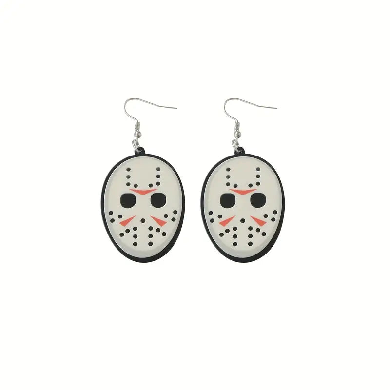 Hockey Mask Killer Earrings - Friday the 13th Jewelry Gift