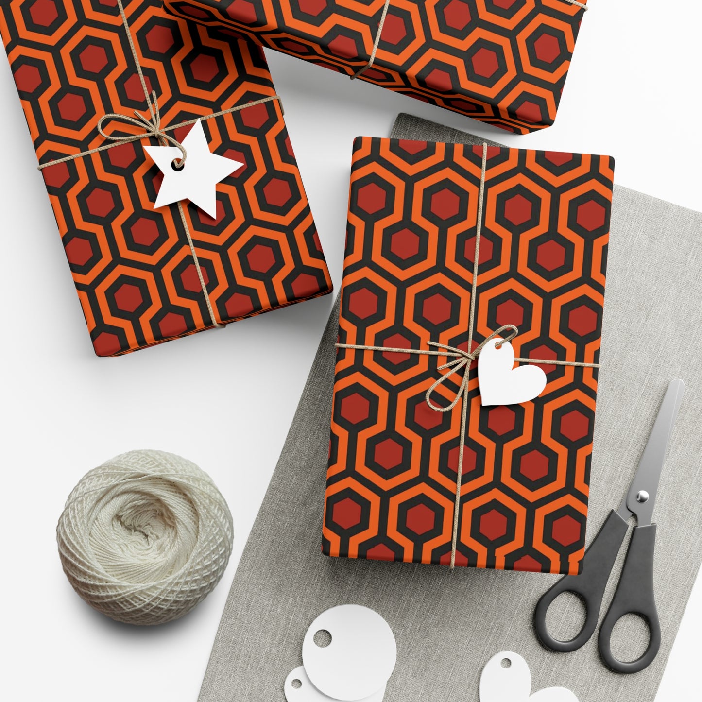 SHINING HORROR WRAPPING Paper - Scary Movie Vintage Retro Geometric Pattern Gift Wrap, Birthday Present, Halloween Spooky Gothic Vibes