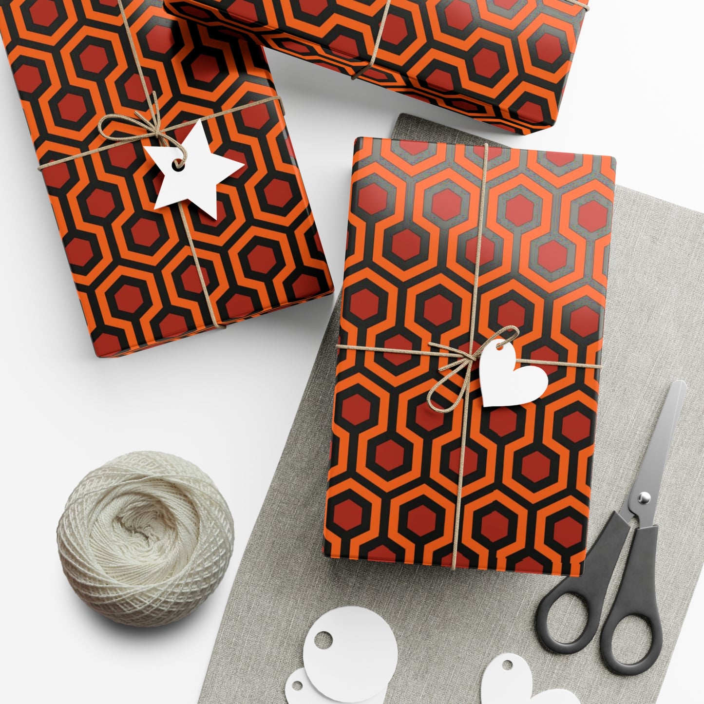 SHINING HORROR WRAPPING Paper - Scary Movie Vintage Retro Geometric Pattern Gift Wrap, Birthday Present, Halloween Spooky Gothic Vibes