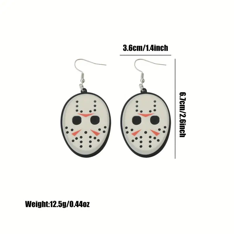 Hockey Mask Killer Earrings - Friday the 13th Jewelry Gift