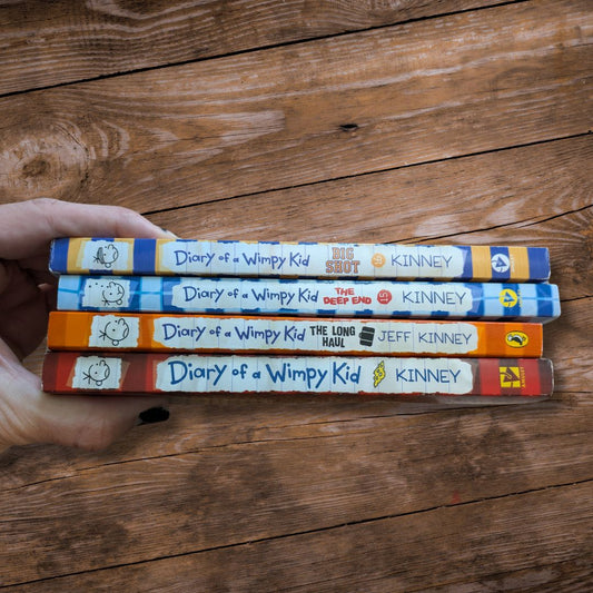 Diary of Wimpy Kid (4-pack Paperback Set) by Jeff Kinney - #1, 9, 15, 16 Kids Book Lot