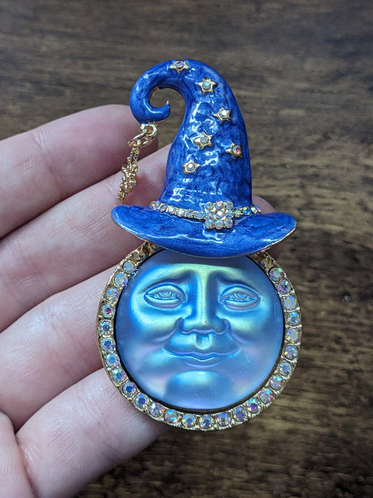 Magical Moon Pendant (Kirk's Folly Vintage Style Brooch) with Dangling Star Charm
