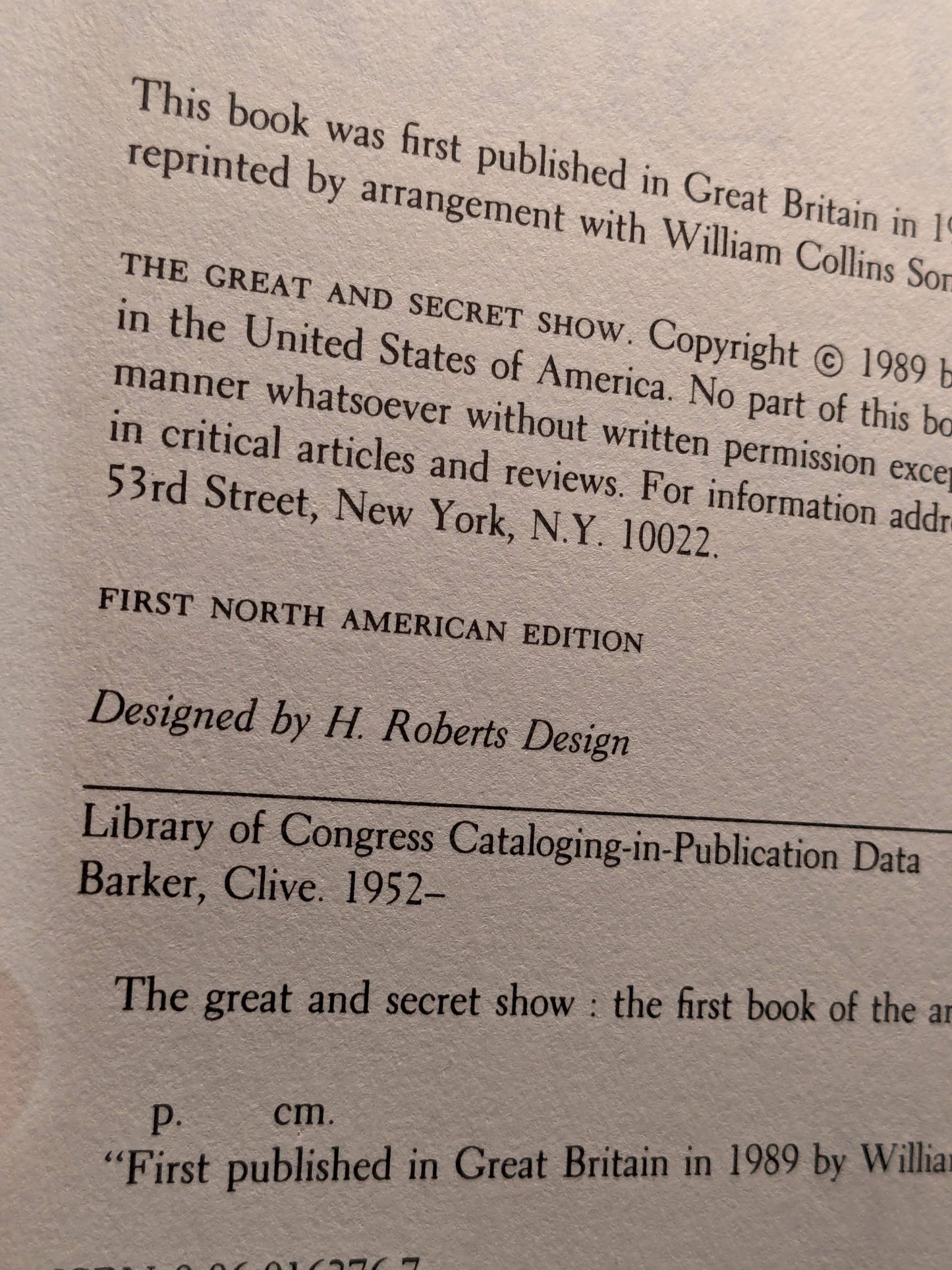 Great and Secret Show, The (Vintage Hardcover) by Clive Barker