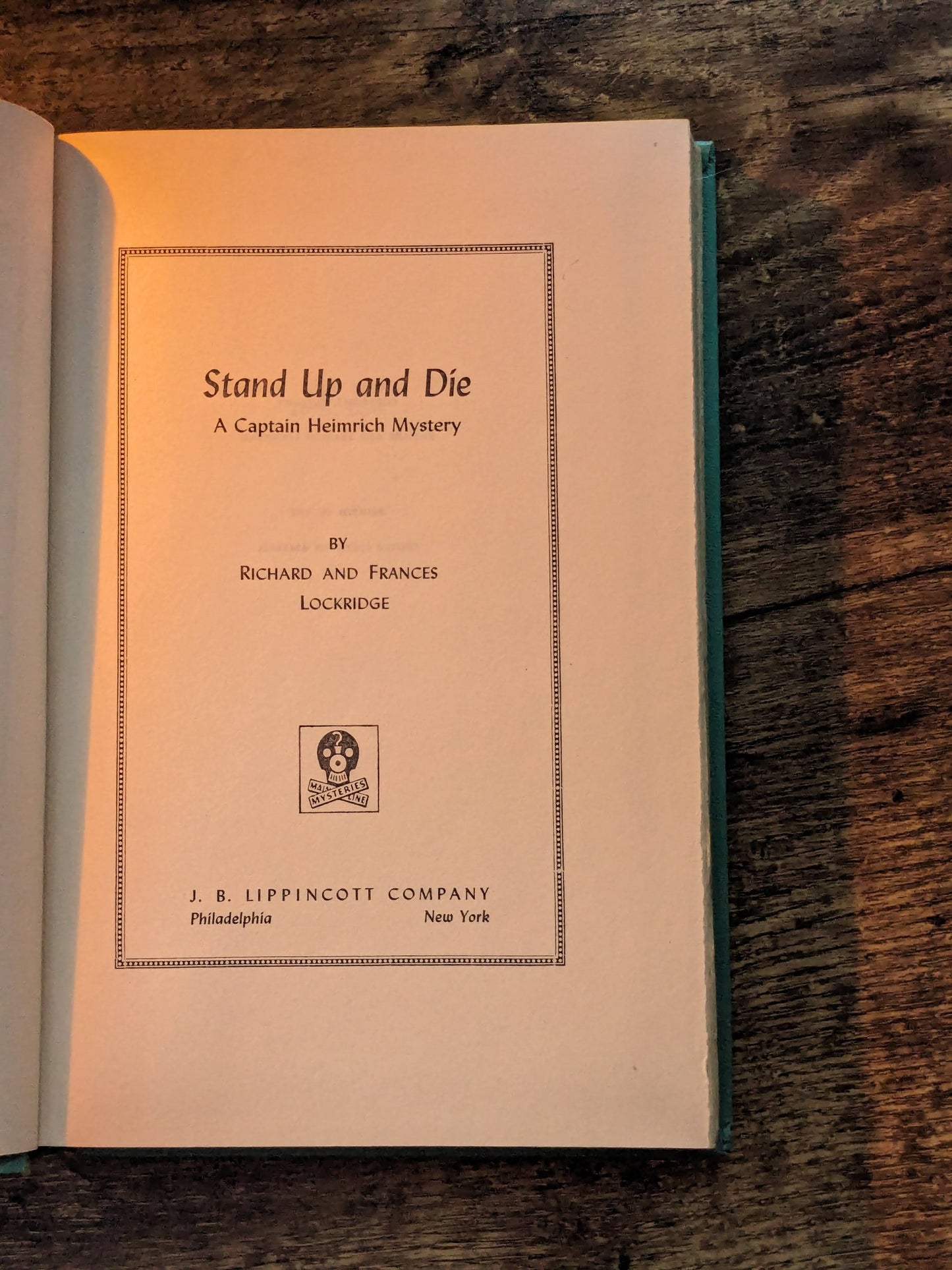 Stand Up and Die (Main Line Mystery) by Richard and Frances Lockridge - Hardcover, No Dust Jacket