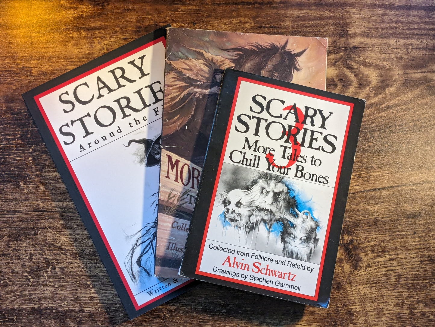 SCARY STORIES 3-Pack Book Set (Vintage & New Anthologies) Around the Fire, More to Tell in the Dark, Chill Your Bones