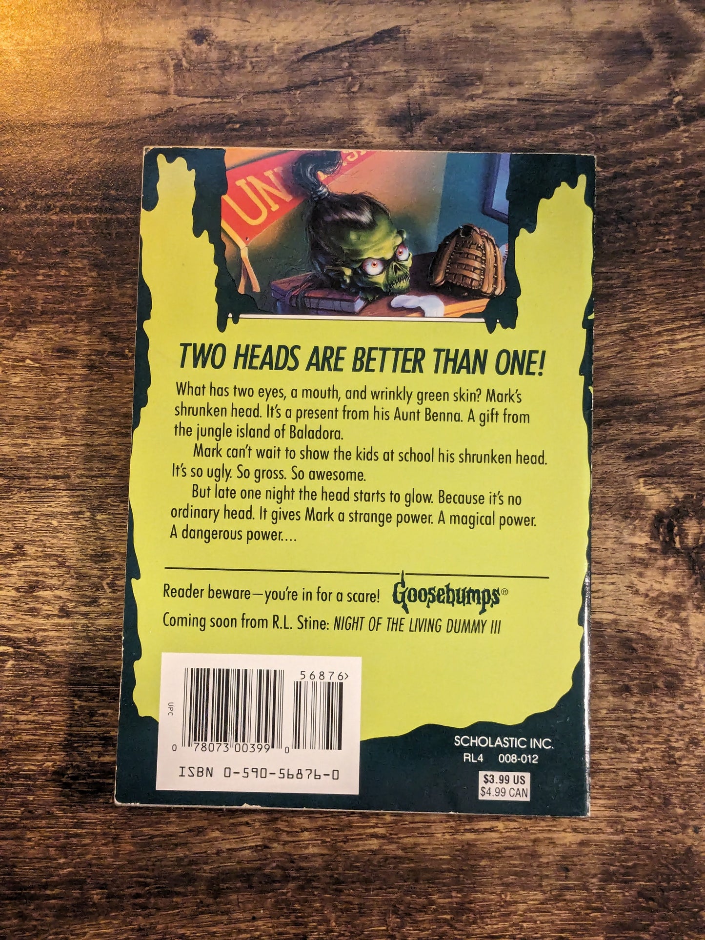 How I Got My Shrunken Head (Goosebumps #39) by R.L. Stine - Vintage Paperback