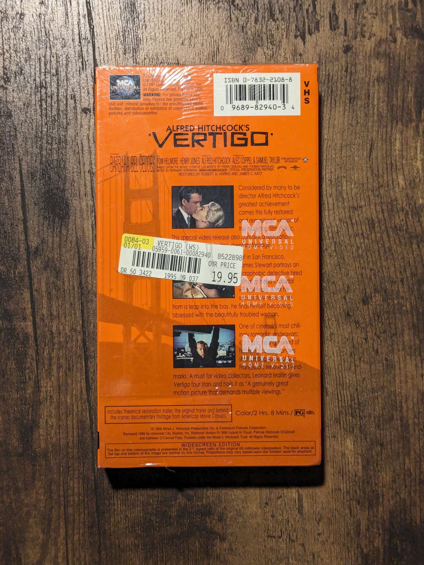 Vertigo (VHS 1997) Restored Remastered Widescreen Version - Sealed 1958 Movie