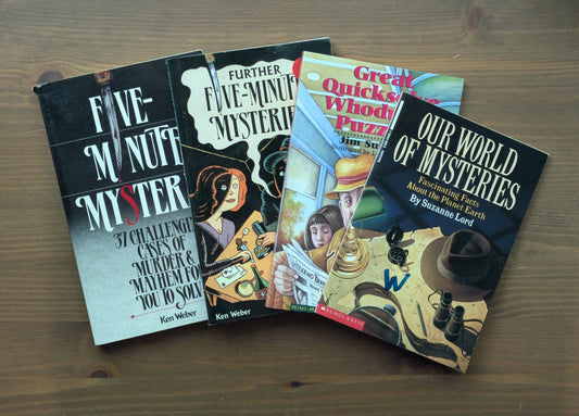 4pk Five-Minute Mysteries, Further, Great Quicksolve Whodunnit Puzzles, Our World of Mysteries