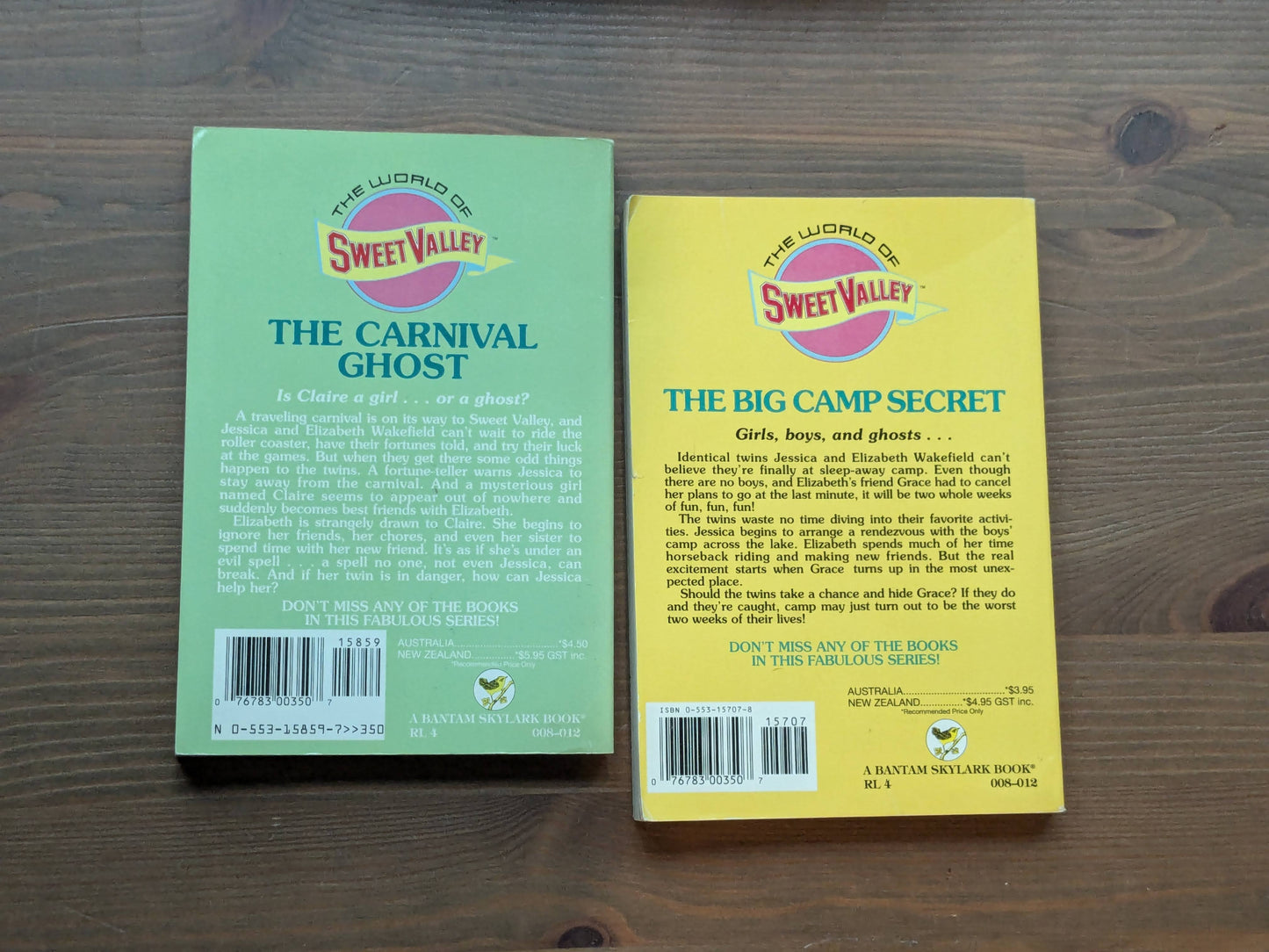 Sweet Valley Twins & Friends (2-Pack Vintage Paperbacks) by Francine Pascal - Carnival Ghost, Big Camp Secret