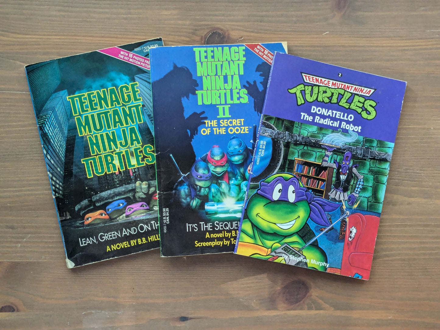 3pk TEENAGE MUTANT NINJA Turtles Paperback Books - Movie Novelization, Secret of the Ooze, Donatello's Radical Robot - 90s Action Adventures