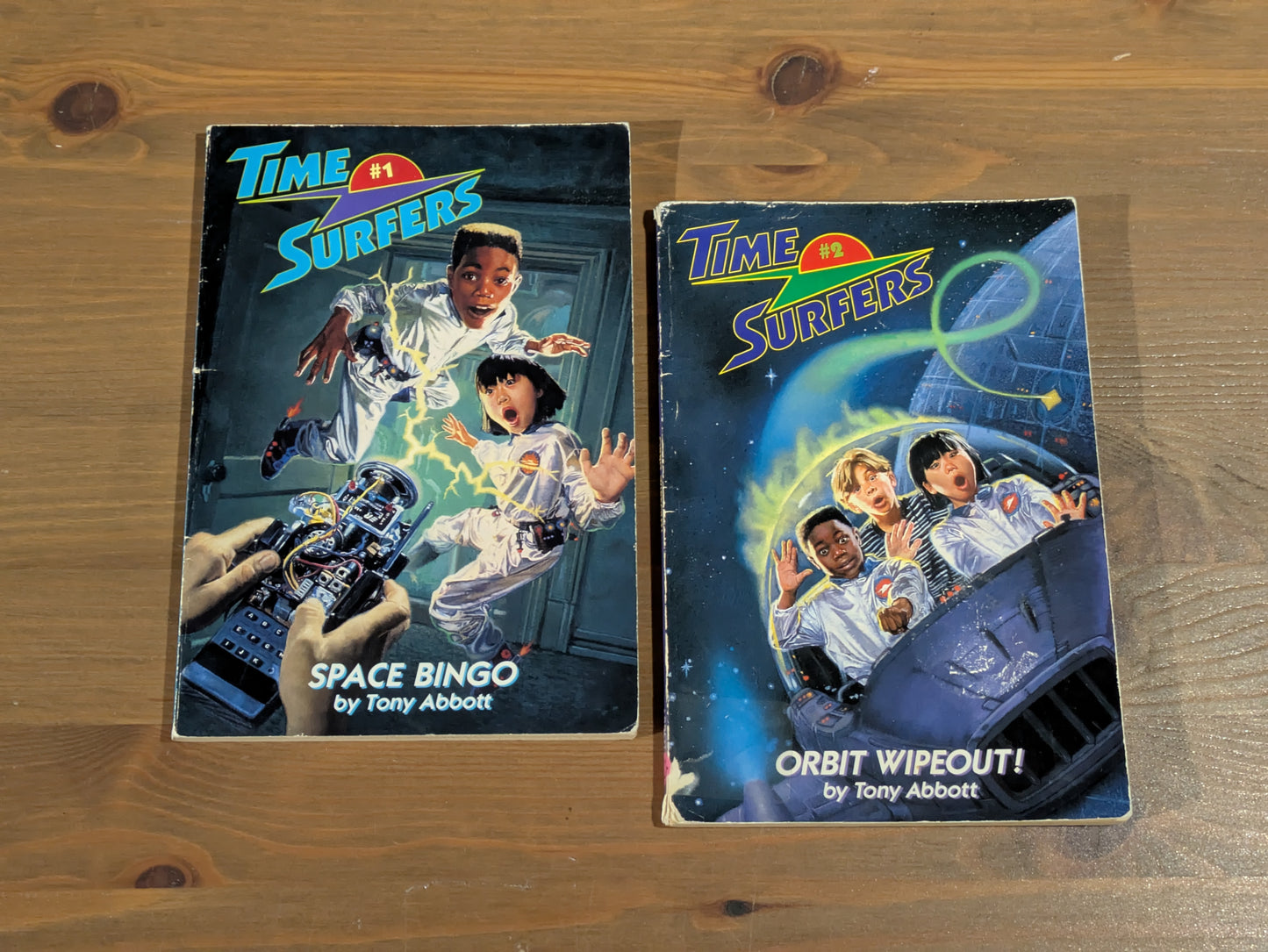 Time Surfers 1 & 2 (Space Bingo/Orbit Wipeout) by Tony Abbott - Vintage Paperbacks Set