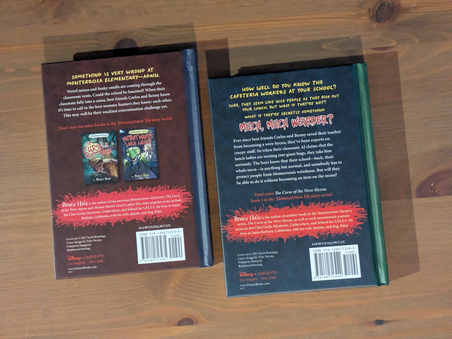 Monstertown Mysteries 2-Pack Set (Invasion of the Scorp-Lions, Mutant Mantis Lunch Ladies) by Bruce Hale - Holographic Hardcovers