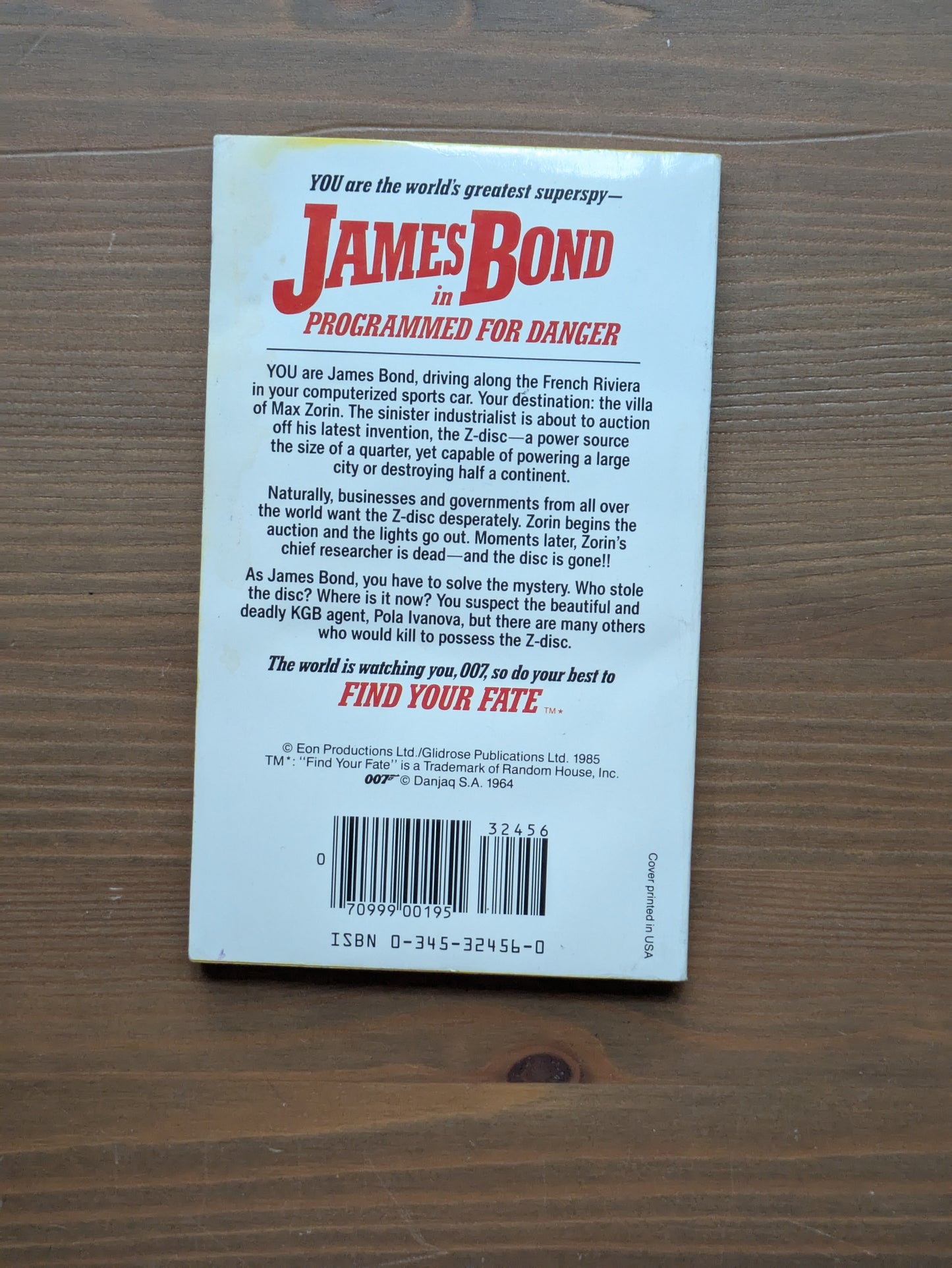 James Bond in Programmed for Danger (Find Your Fate #13) by Jean M. Favors - Vintage Paperback