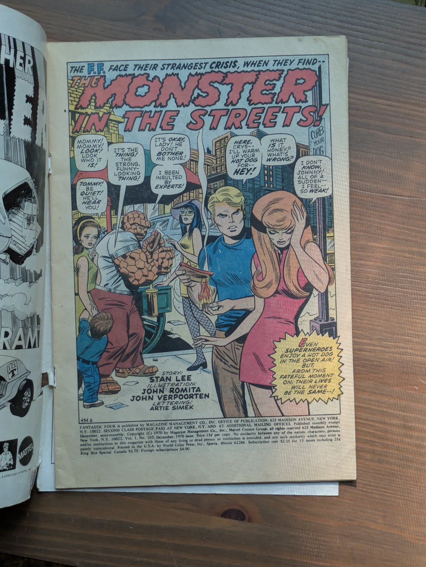 Fantastic Four #105 (The Monster Stalks the Streets!) by Stan Lee - Vintage Comic