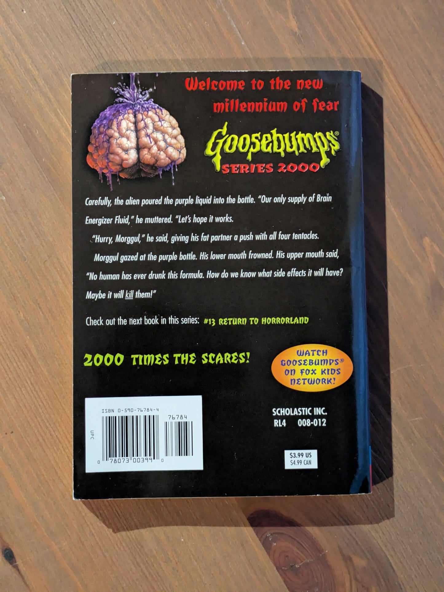 Brain Juice (Goosebumps Series 2000 #12) by RL Stine - Vintage Paperback
